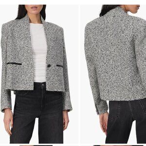 rag & bone Pippa Wool Blend Tweed Blazer - Black & White - Cropped